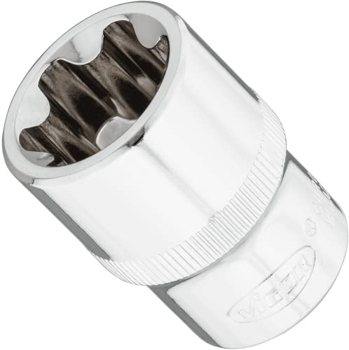 VIGOR T+ Steckschlüsseleinsatz, V7920-EP24, 1/2″, EP Profil, SW E24+ | 1/2 Zoll (12,5 mm) Vierkant hohl, Antrieb 1/2 Zoll (12,5 mm) Vierkant hohl, Abtrieb E+ Profil, 96 g, Antrieb EP Profil, 1/2″