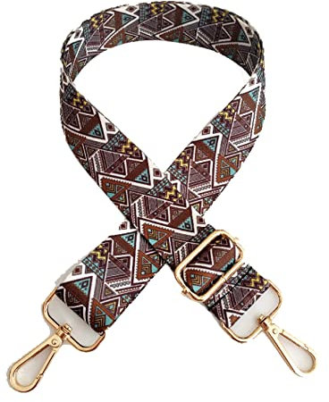 WALLBIG Geometrie-Druck, verstellbare Obag-Riemen, farbige Gürteltasche, Kettenriemen, Aufhänger, Handtaschenzubehör, Damen, dekorativer Griff (Color : Khaki Gold Buckle, Size : 51 in)