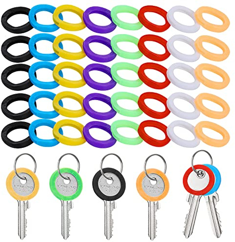 Prasacco 40 coperture per chiavi, tappi colorati per chiavi, cappucci identificativi rotondi, 8 colori
