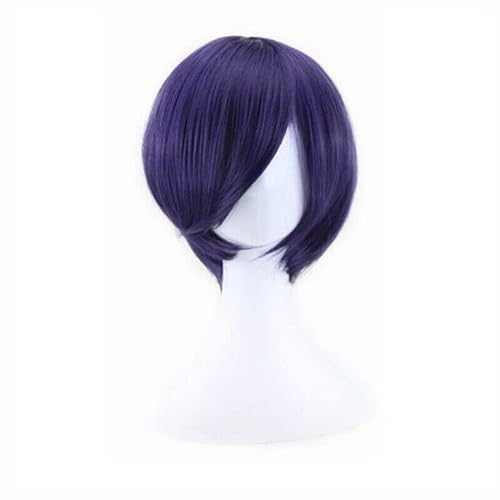XXSLY Anime Tokyo Ghoul Touka Kirishima Toka Perücke Kurzes Lila Synthetisches Haar +Perücke Cap, 54 cm - 61 cm (21,2 - 24)