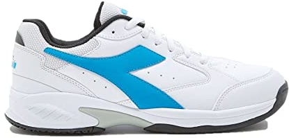 Diadora Volee 5 Tennisschuh Unisex, Weiß/Blau Türkis, Weiß, 45 EU