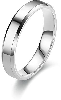 Ayoiow Ring Edelstahl Herren 4mm Hochglanz Silber Ehering