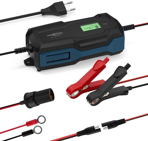 ANSMANN Intelligent 10-step charger 6V 12V/10A with LCD display for lead acid, lead gel and lead fleece batteries and 12V LiFePo4 batteries for cars, motorcycles and vans