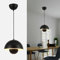 SUNLLOK Modern Flowerpot Pendant Light, Round Metal Pattern Mini Downward Dome Shade Ceiling Hanging Lamp, Industrial Chandelier for Kitchen Island, Dining Room, Living Room (Black)