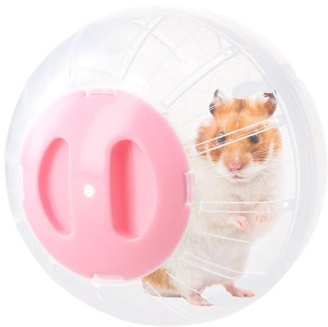 Boule Hamster 14,5cm, Balle d'exercice pour Hamster, Transparent Roues D'exercices pour Petits Animaux, Ballon de Course pour Hamster, Gerbille, Cochon d'Inde, Hérisson Exercice (Rose)