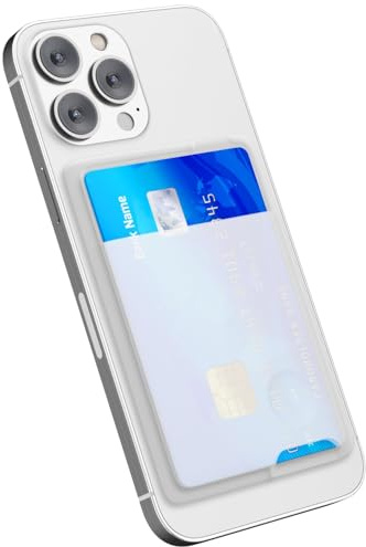 oakxco Phone Wallet Stick On, Secure Phone Card Holder Silicone, Adhesive Pocket Sleeve ID Credit Card, Slim Thin Card Case for Men Women Cute, Compatible with Apple iPhone Samsung Pixel, Clear