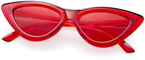 Joopin Trendy All Red Cateye Sunglasses UV400 Protection, Clear Vintage Cat Eye Sun Glasses, Chunky Stylish Shades for Women