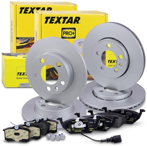 TEXTAR Bremsenset inkl. Bremsscheiben vorne Ø 256 mm außenbelüftet + hinten | Kompatibel mit: AUDI A2, A3, SEAT LEON, TOLEDO II, SKODA FABIA I, FABIA I Combi, FABIA I Praktik, FABIA I Stufenheck