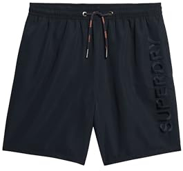 Superdry Herren 17-Zoll Premium Badeshorts mit Stickerei Finster Marineblau L