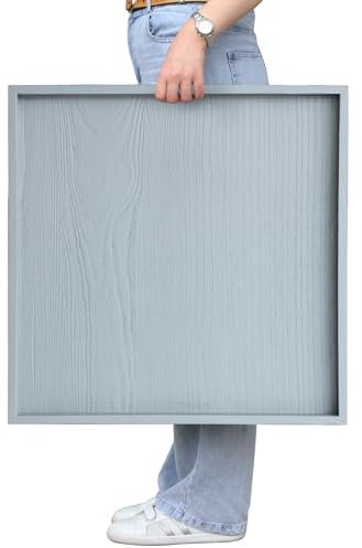 Gurfuy Square Ottoman Table Tray 24 - Rustic Wooden Serving Tray for Farmhouse Decorative Oversized Coffee Table Trays Living Room Kitchen Counter Breakfast Grey