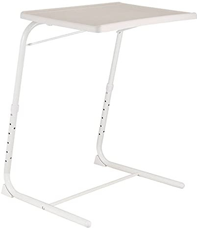 MaGiLL Bandeja de Mesa de Cama para Comer, mesas Plegables para Cena de TV en la Cama y el sofá, Mesa de Bandeja de TV Ajustable con 6 ajustes de Altura y 3 ángulos de inclinación (Blanco)
