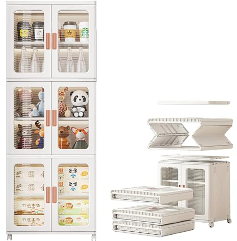 JGJSQYY Storage Stackable with Lid, Plastic Storage Bins Organizer Stackable Storage Boxes, Stacking Boxes, Plastic Transparent with Door and Wheels for Kitchen, Office and Living Room