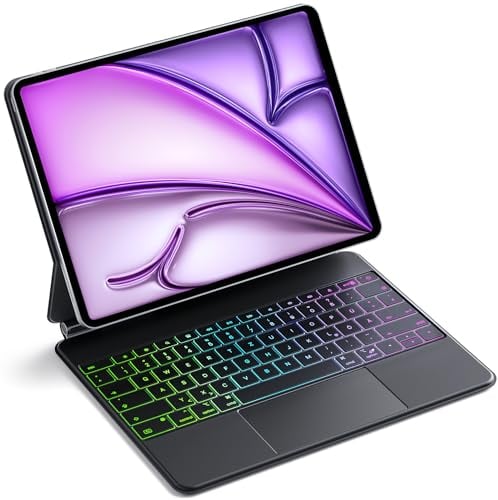 Inateck Magic Keyboard,Tastatur Hülle Kompatibel mit iPad Air 13 Zoll (2025/2024),ipad Pro 12.9 Zoll 6/5/4/3 Generation, 3-Zonen Hintergrundbeleuchtung,Multi-Touch Trackpad, Magnetisch KB09118