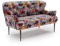 CAVADORE 2-Sitzer Küchensofa Amba, Trendige Sitzbank für Küche oder Esszimmer / 153 x 97 x 87 / Jacquard Flachgewebe: Blumenmuster Rot