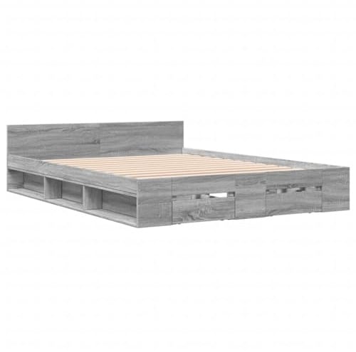 vidaXL Bettgestell mit Schubladen Grau Sonoma 160x200 cm Holzwerkstoff