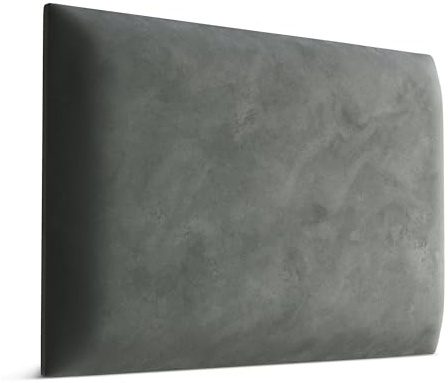 Muralo Wandkissen Gepolstert, Magic Velvet, Wandpolster - 60x40 cm, Grau | Wandpaneel, ideal als Bettkopfteil oder Lendenkissen - für Schlafzimmer und Wohnzimmer, einfache Anbringung mit Montagekleber