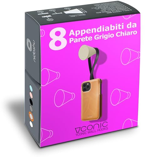 nidoshu Appendiabiti da Parete Singoli - Attaccapanni da Muro per Ingresso Moderno Bagno o Cucine - Appendini Originali - Ganci Appendi Abiti con viti a scomparsa (Set da 8 appendini, grigio chiaro)
