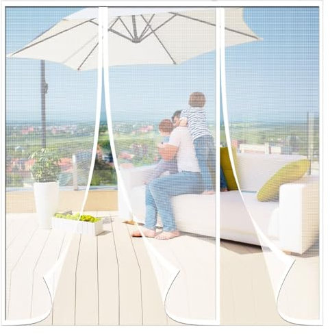 Fliegengitter Fenster zum Öffnen und Schließen, 245x235cm Insektenschutz Rollo selbstklebend,Insektenschutz Magnetischer Fliegenvorhang für BalkonFenster,Wohnzimmer,Weiß