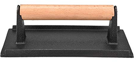 Exprimidor de asado de Tocino de Hierro Fundido y Pinzas con Mango de Madera para básculas de Carne y picadoras de Hamburguesas