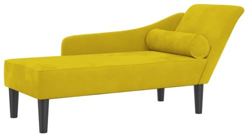 vidaXL Chaiselongue, Indoor Lounge Sofa mit Kissen, Gepolsterte Recamiere für Wohnzimmer Schlafzimmer Büro, Relaxliege Couch, Gelb Samt