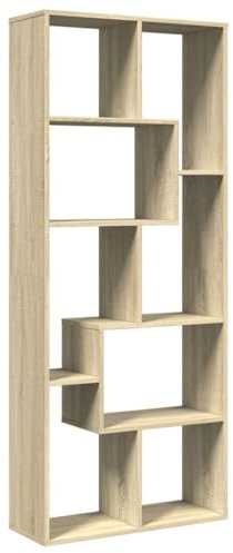 vidaXL Raumteiler Bücherregal, Standregal Raumtrenner für Wohnzimmer Schlafzimmer Büro, Büroregal Würfelregal Regal 8 Fächer, Sonoma-Eiche Holzwerkstoff