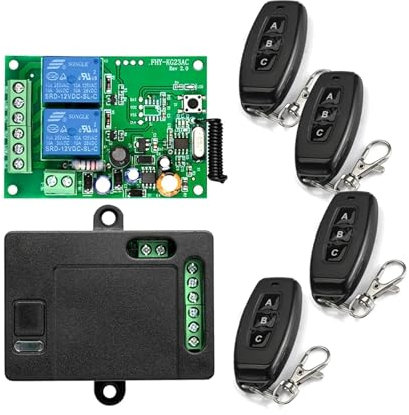 Steuerplatine für Schiebetorantriebe 433 Mhz Drahtlose Fernbedienung AC220V 2CH Universal Rf Relais Empfänger Und Sender for Garage Tür Und Tor Motor Steuerung für Schiebetor-Kit(1RC 4T)