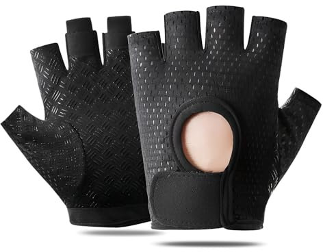ZPLASK Half Finger Gym Gloves for Men and Women - Soft Fitness Gloves With Wrist Strap, Elastic Back Mesh, Anti-Slip for Weightlifting and Cycling (Black)
