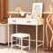 Saimeihome Moderner Schminktisch mit Hocker, Weiß Kosmetiktisch mit 2 Schubladen, Schminktisch ohne Spiegel, Frisiertisch für Schlafzimmer, (MDF + Metall) 90x40x78cm
