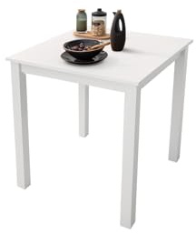 Woodroom Kota Esstisch aus Massivholz 70 x 70 cm, Weiß, kompakter Tisch für kleine Räume