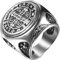 OIDEA Herren St. Benedikt Medaille Ring: Silber Katholischer Kreuz Herrenring Schutzring aus Edelstahl zur Dämonenabwehr Geburtstags- und Festtagsgeschenk Größe 64