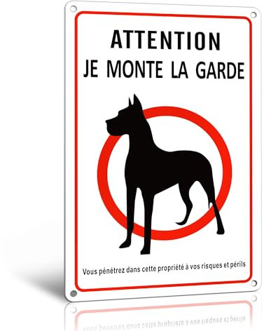 TAKULA 30 * 20CM Pancarte Attention au Chien,Panneau Chien de Garde-Je Monte la Garde,Pancarte Attention Chien Panneaux de Sécurité Chien Mechant Panneau