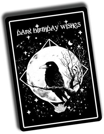 TinyTami Gothic Geburtstagskarte mit Krähe und Mond, Dark Birthday Wishes, samtig weich, Rabe im Mondlicht