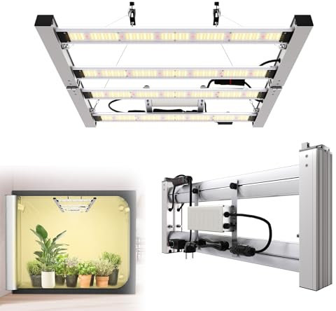 YRHome 200W LED Pflanzenlampe Grow Lampe Aus Alu-Legierung Mit 600 PCS LED Vollspektrum Pflanzenlicht Dimmbar 16000LM Wachsen Licht Wachstumslampe,0° oder 180°Faltbar,Für Innenanbau, Growzelt