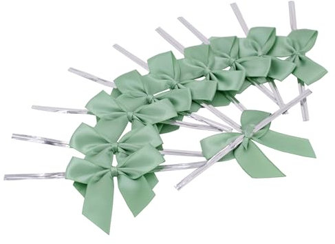 Creativery Satinschleifen 5cm 10 Stück - Farbauswahl - farbecht & waschbar - Schleifen mit entfernbarem Draht - Fertige Geschenkschleifen zum Dekorieren Basteln Aufnähen Kleben - Eukalyptus