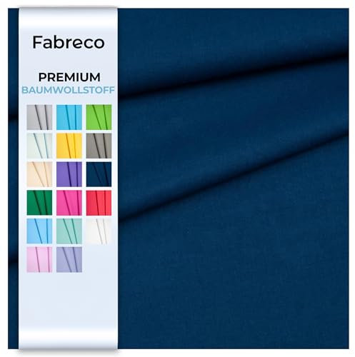 Fabreco - 100% Premium Baumwollstoff Meterware Uni 2 M x 160 cm | 220 g/lfm – Weich, langlebig & hautfreundlich | Stoffe Zum Nähen & Dekoration | Fabric | dunkelblau