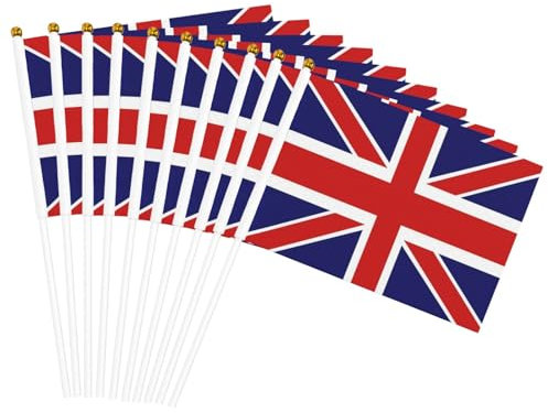 Piccola mini bandiera inglese con stampa palmare, bandiera sventolante su entrambi i lati, 14 x 20,8 cm