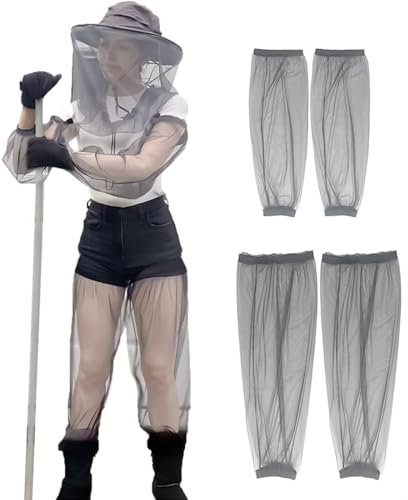 Wisebom Moskitonetz Kopf Moskito Anzug, 5pcs Mosquito Kopf-Kescher Arm- und Beinmanschetten, Atmungsaktiv Mückenschutz Kleidung Kopfschutz-Netz für Outdoor Klettern Angeln (Grau)