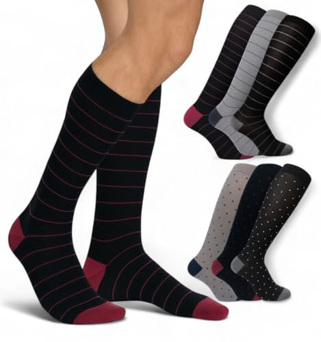 6 paia Calze Uomo Lunghe Filo di Scozia Fantasia Cotone Colorate Pois Righe Disegni divertenti Made in Italy (IT, Taglia 41-46, Set Dettagli d'Autore)