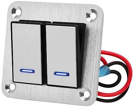TARSHYRY 2 Gang -Rocker -Schaltertafel, 12 V Schaltertafel Metall PC mit Zubehör Kippschaltertafel für Auto LKW Boot