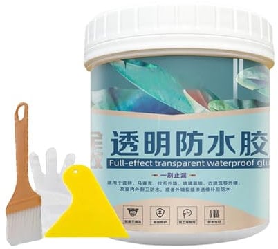Transparent Waterproof Adhesive, 300g Leak Repair Sealant, Water-Based Liquid Coating Solution, Clear Finish for Indoor Fixes in Bathroom, Kitchen, Wall, Roof, Plumbing, and Home