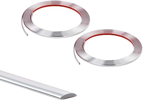 10M Moulure Décorative Autoadhésive Bord de Papier Peint Carrelage Miroir Mur Plafond Armoire Baguette de Finition PVC Bandes de Calfeutrage Bande Décoration Murale,12mm Argent