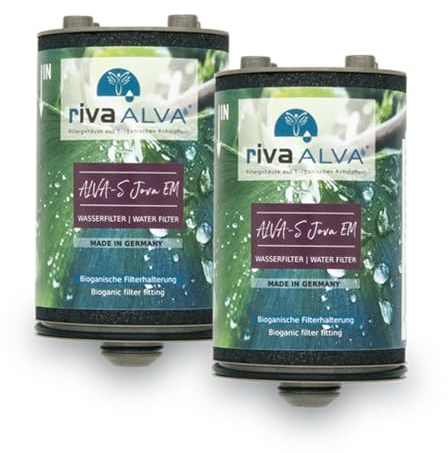 rivaALVA-S Jova EM Kartusche 2er-Set - Trinkwasserfilter mit Blockaktivkohle, Virenmembran und EM-Keramik - 2in1 Filterung und Vitalisierung