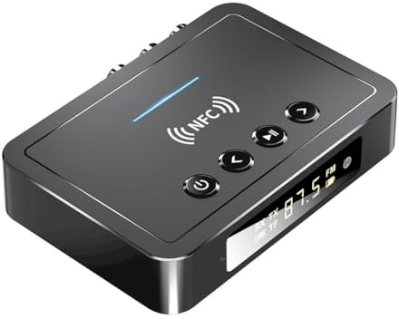 TOBBOMEY 50 Audio Empfänger mit FM Funktion optischem Koaxial und Aux Anschluss USB Netzteil kabelloser Adapter für TV und Lautsprecher