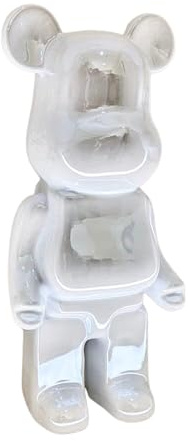 rowen homes Pearlescent Standing Bear Sculpture - 28cm Decorative Money Box Ornament, Glossy Modern Art Figurine for Home Decor - Luxury Interiors (Cream)
