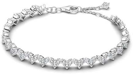 PANDORA Bracciale Donna Argento Cuore Tripla Pietra 594390C01