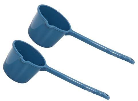 JECOMPRIS Louche à Eau en Plastique Bleu avec Long Manche et Bec Verseur Anti-éclaboussures, Lot de 2, Légère et Polyvalente Cuisine et Salle de Bain, Ustensile Cuisine Pratique