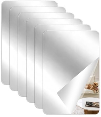 ALONK 6 Stück Klebespiegel, 30 X 20 cm Flexible Spiegelfliesen Selbstklebend Bruchsicher für Badezimmer, Wohnzimmer, Schlafzimmer und Schrank