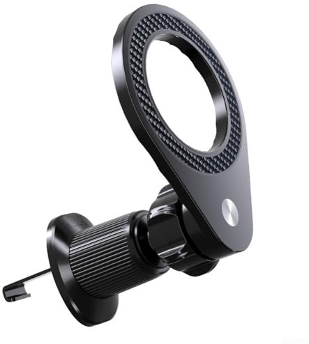 Yuanpgky Soporte magnético para teléfono inteligente para rejilla de ventilación de coche, construcción de aleación, rotación ajustable de 360°, fuerte soporte magnético, clip de gancho antideslizante