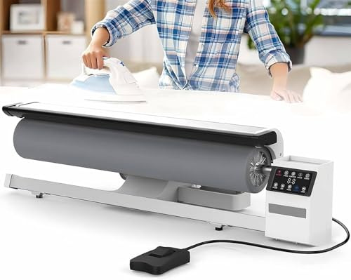 YEHOZZ 90CM Rotary Roller Iron Steam Press-Hotel Linen Ironing Machine with Foot Pedal Control+Continuous Steam for Commercial and Home Usage.
