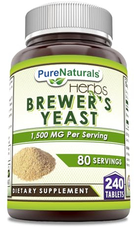 Pure Naturals Brewer's Yeast Supplement | 1500 Mg per Serving | 240 Tablets | Non-GMO | Gluten-Free | Made in USA